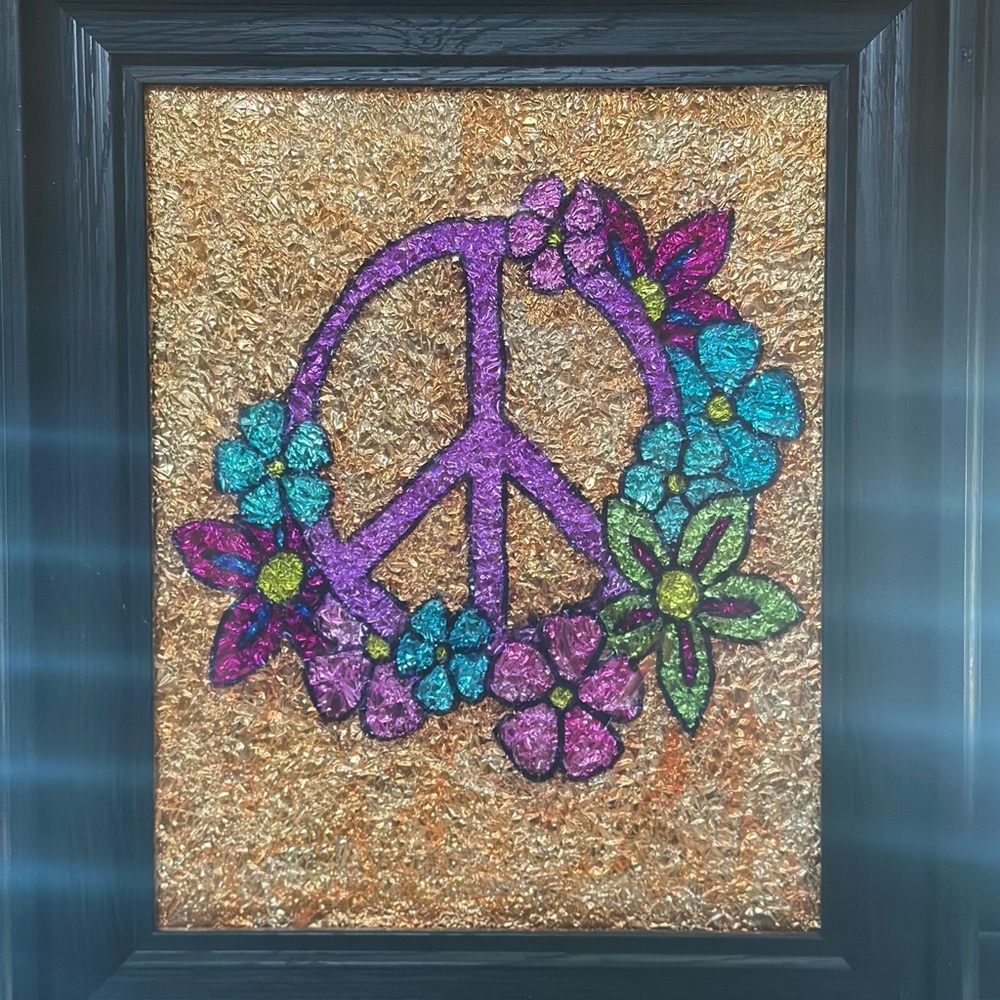 Peace Sign stain glass frame affect